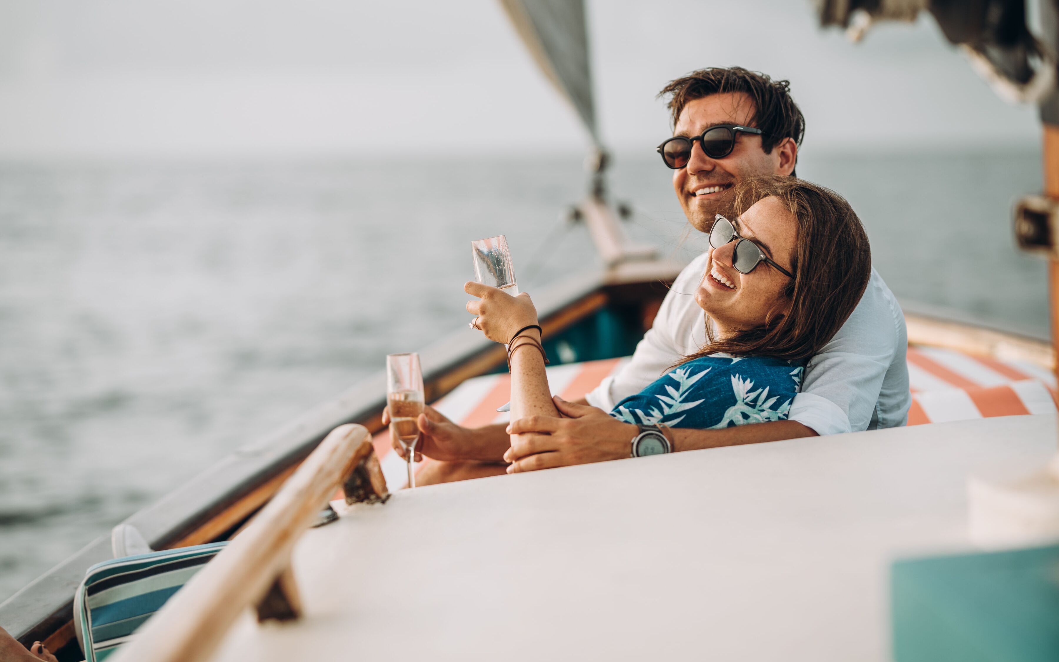 Rachel and Eric together on a boat